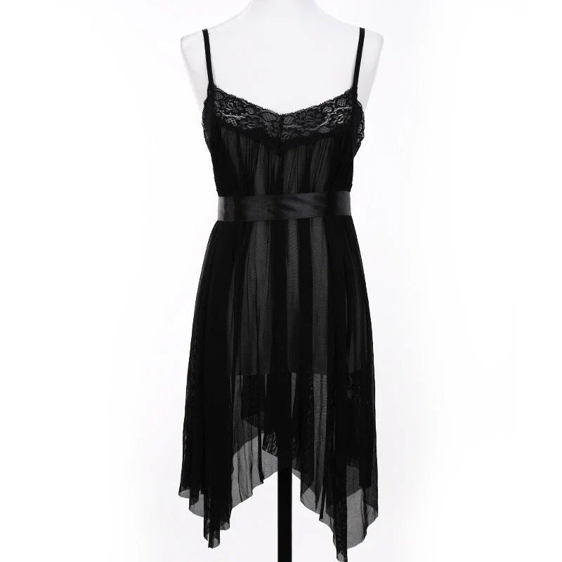 Mesh Nighty with Double Front Open Cuts