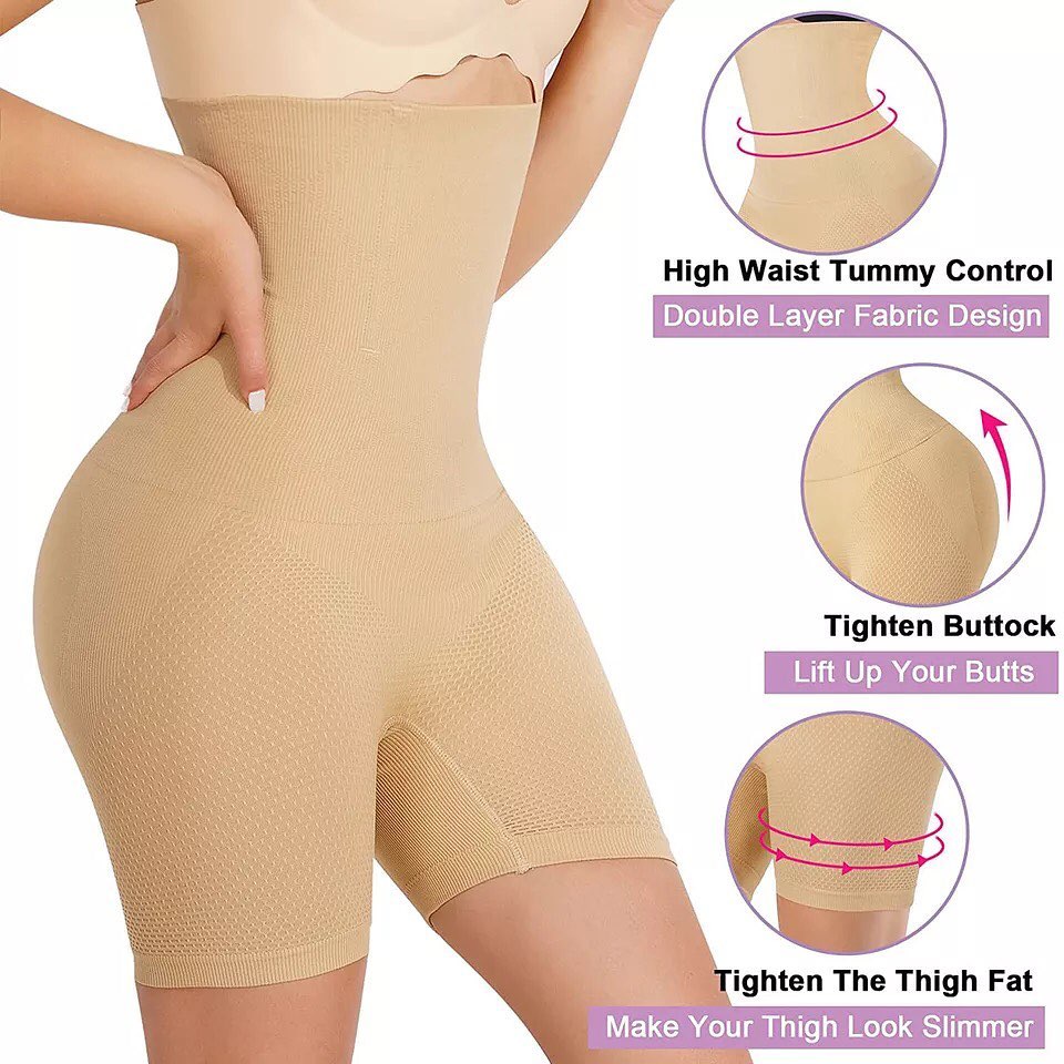 Womens Hip Lift Body Shaper High Waist Double Abdominal Panties
