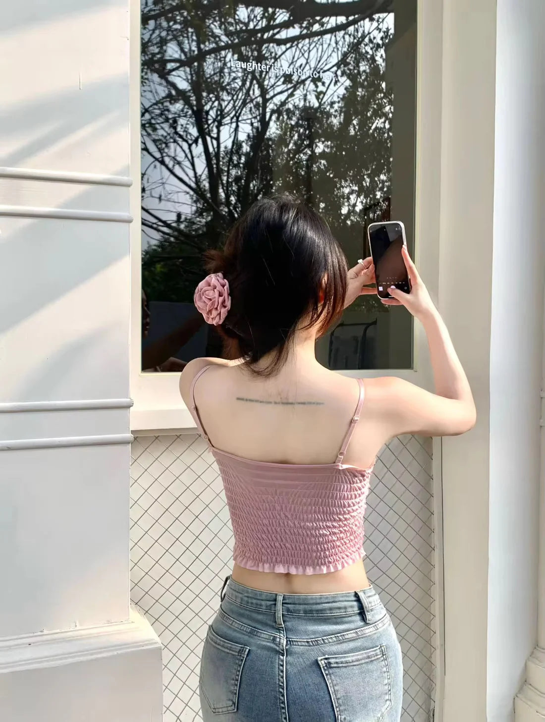 Tank Top Floral Bralette Camisole Basic Lingerie pink