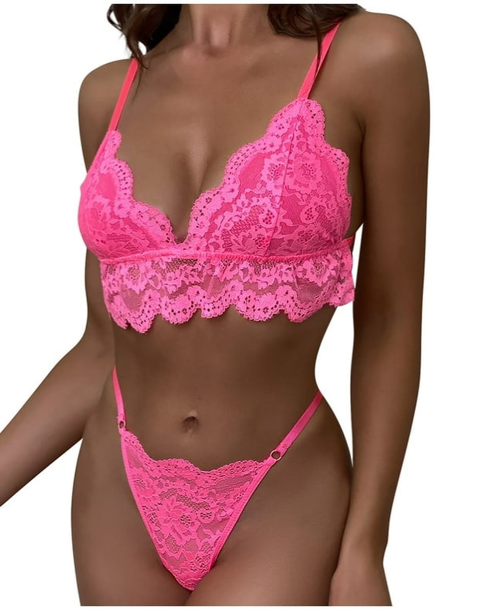 Basic Bikini Thong Bralette Bra Panty Set