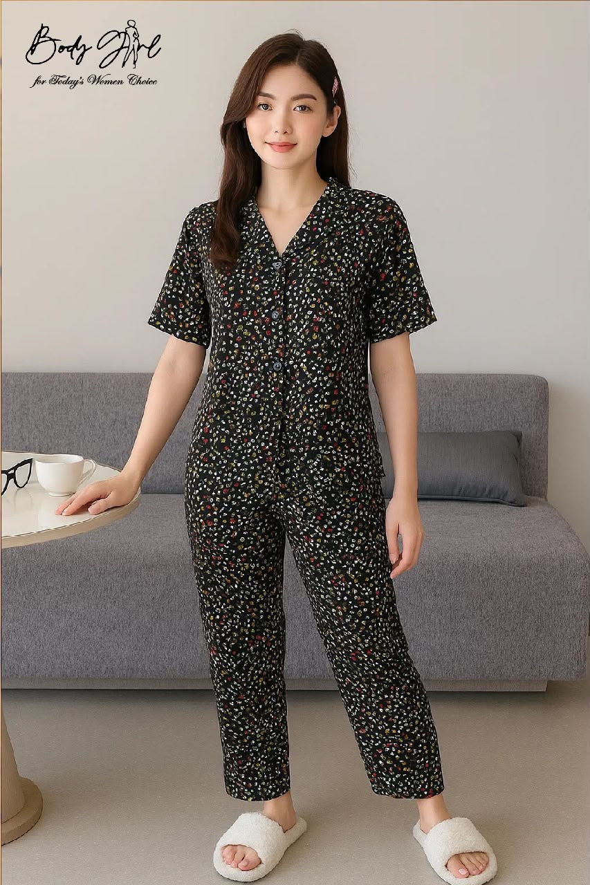 BLS Dotted Summer Lawn Night Suit