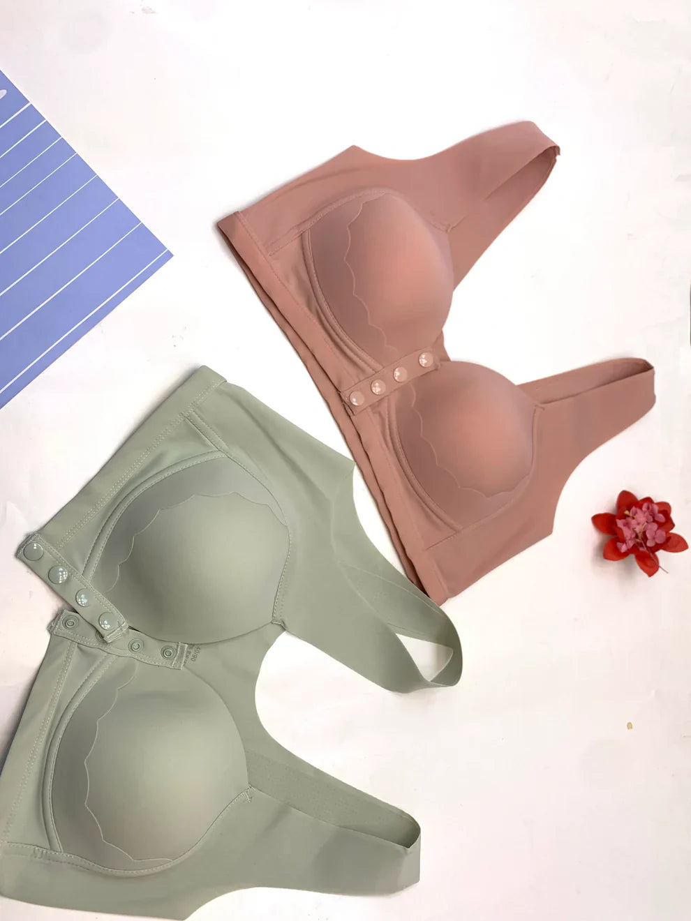 Front Button Bra for Saggy Chest Lift Up Pushup Bra Soft Padded