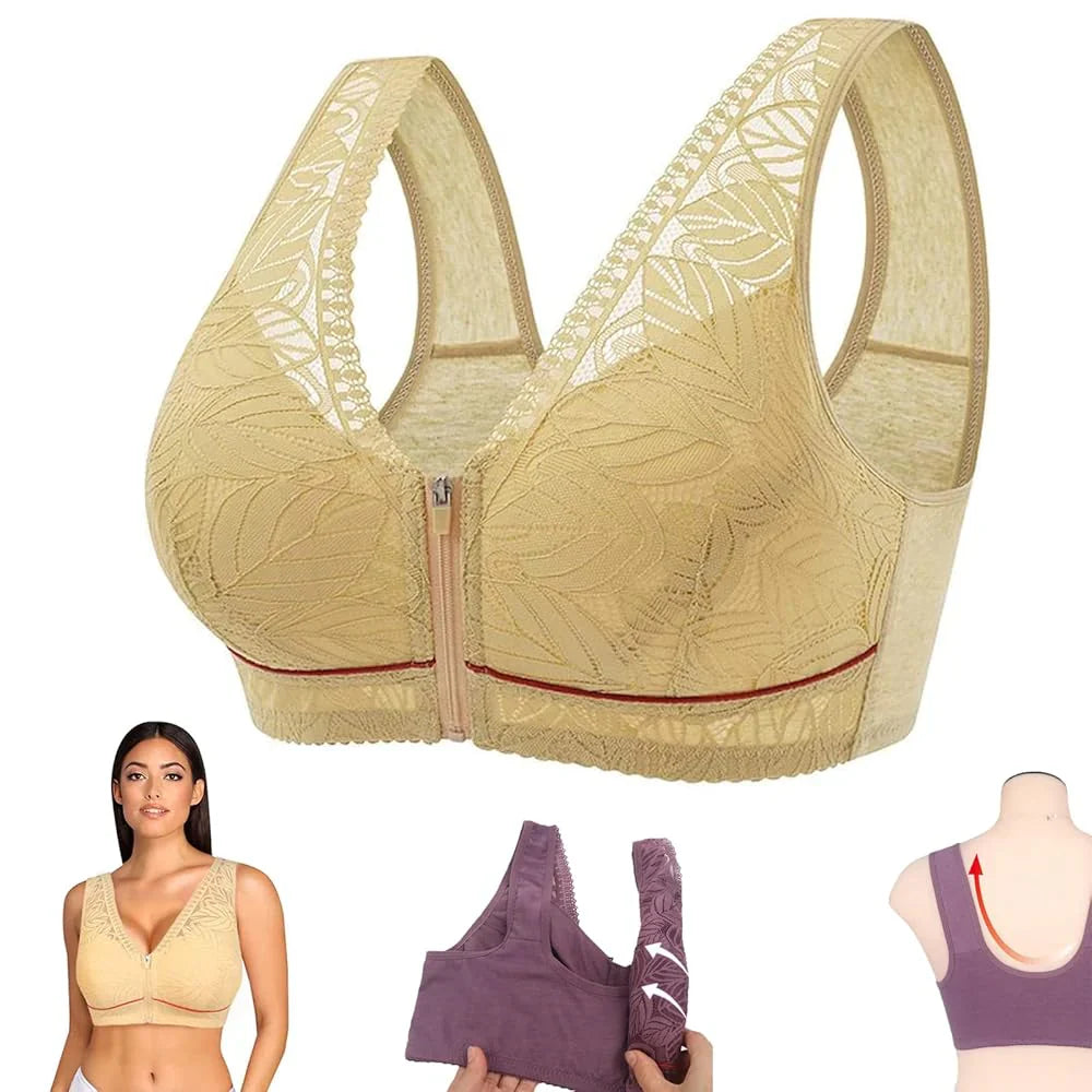 Basic Lingerie Front Zip Wireless Bra – Breathable Everyday Support
