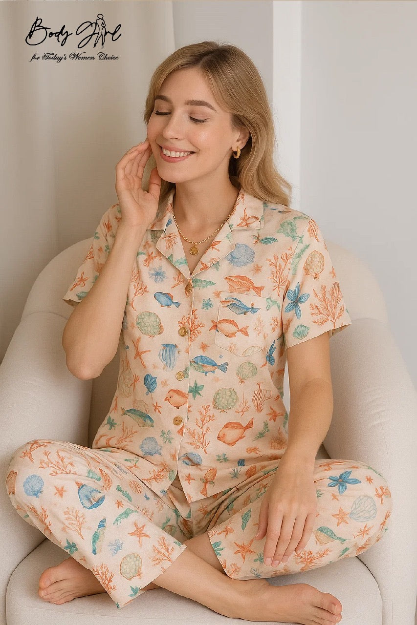 BLS Pastel Summer Lawn Night Suit
