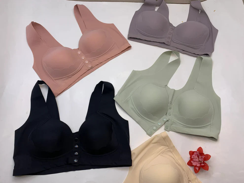 Front Button Bra for Saggy Chest Lift Up Pushup Bra Soft Padded