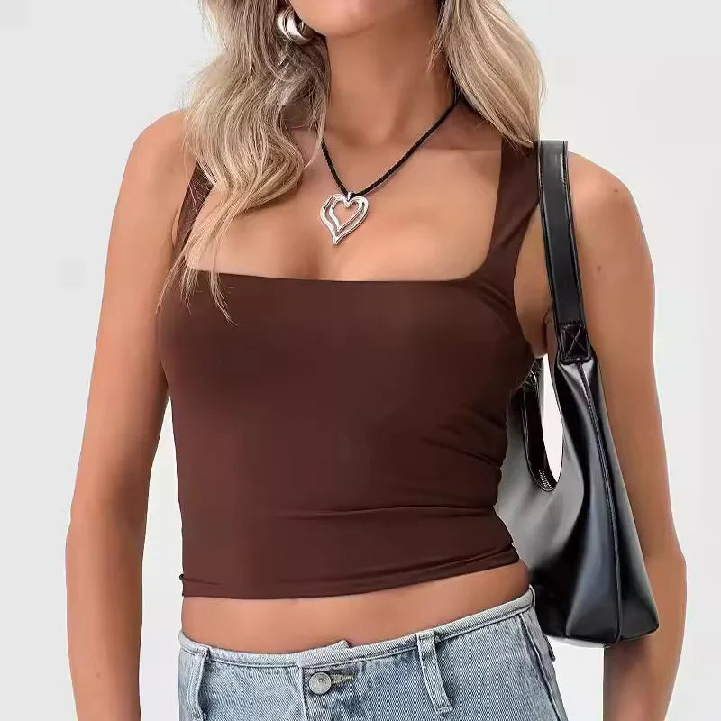Basic Tank Top Padded Cotton Crop Top Bralette