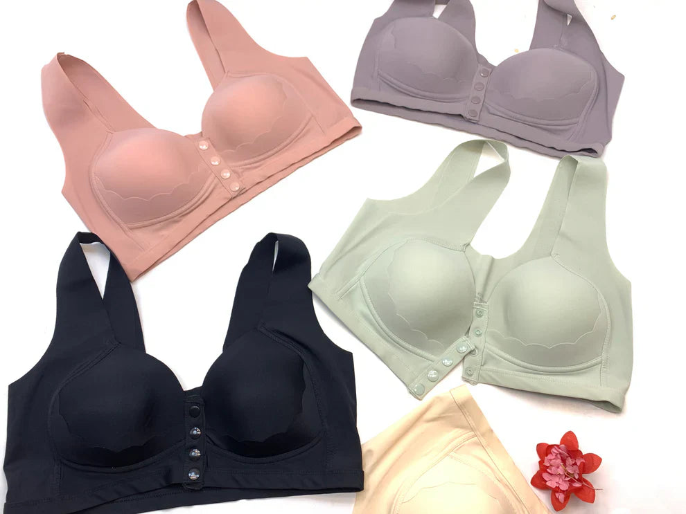Front Button Bra for Saggy Chest Lift Up Pushup Bra Soft Padded