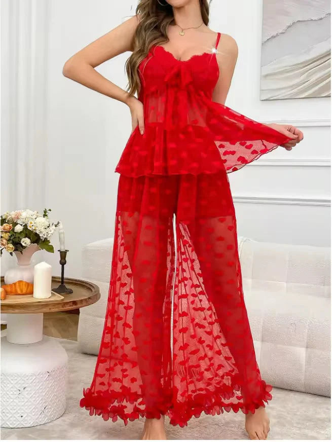 BLS Transparent Mesh Robe Lingerie Honeymoon Nighty