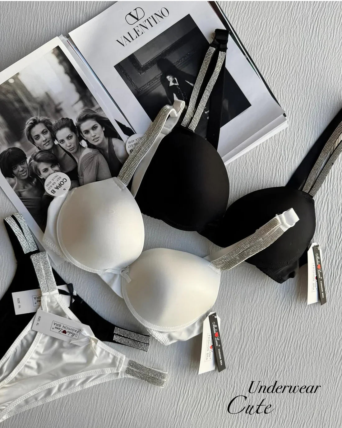 Seamless Silver Straps Bra Underwear Set Lingerie