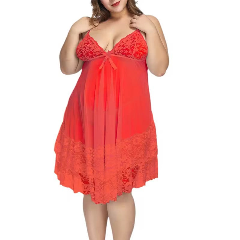 Red lace nightgown on a white background
