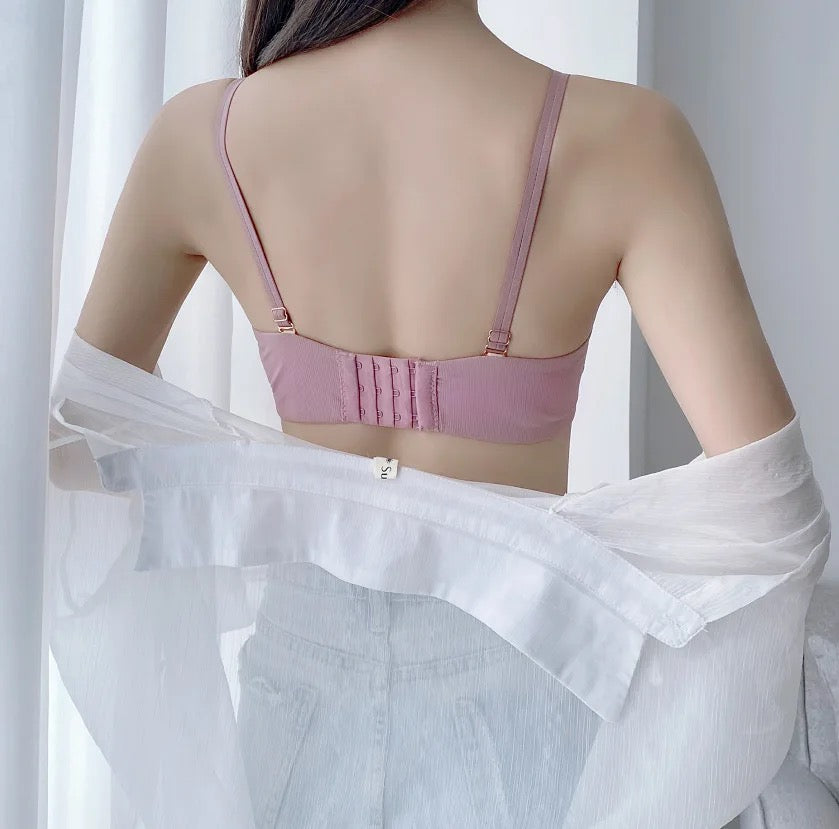 Basic Bra Panty Set Casual Style Double Strap Buttons