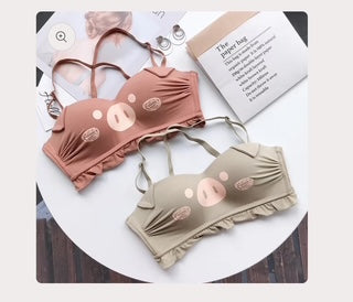 Basic Animated Cartoon Bra Soft Padded Wireless
