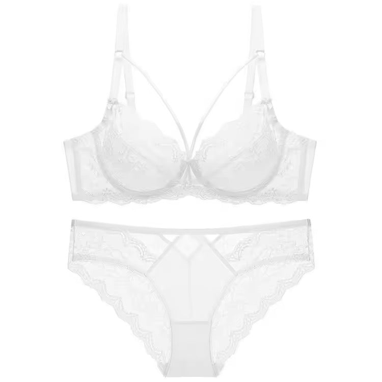 BLS Ethereal Lace Lingerie Set Strappy Bra and Cut-Out Panty