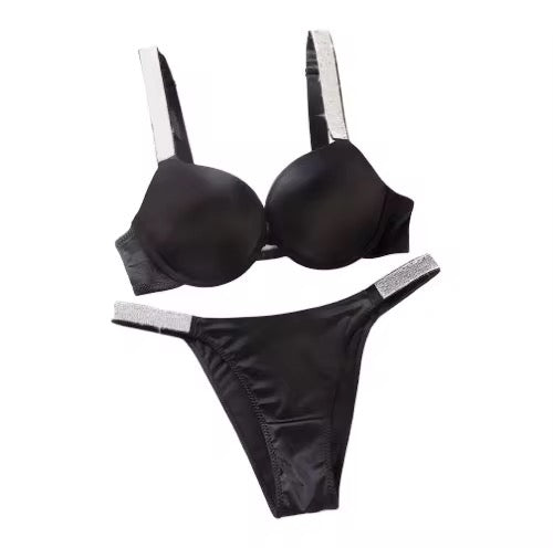 Seamless Silver Straps Bra Underwear Set Lingerie
