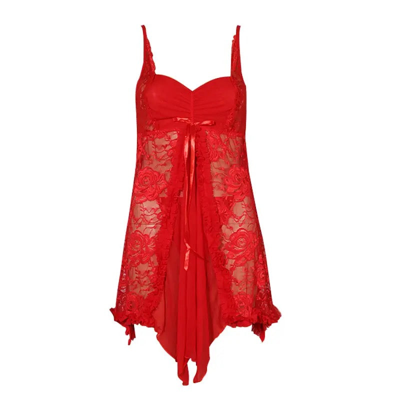 Front Slit Net Nighty Lingerie