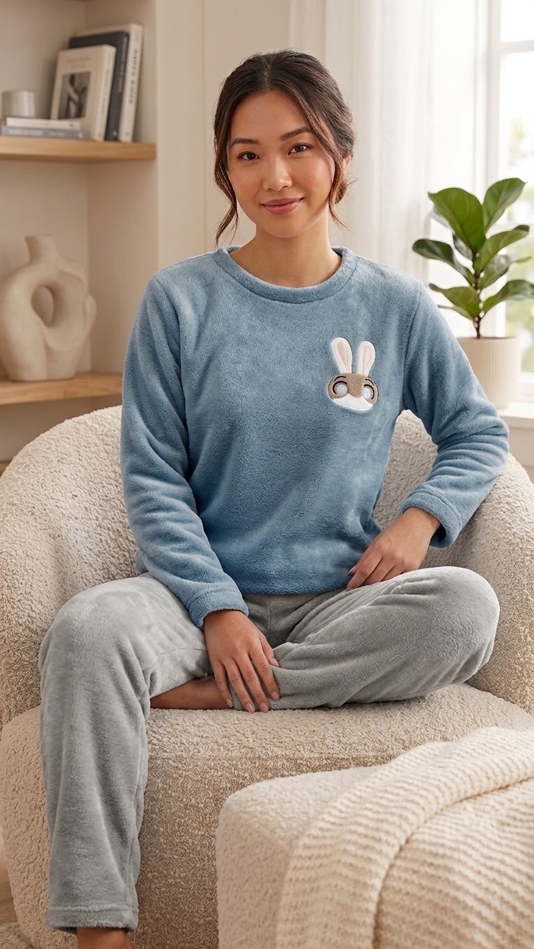 Sky Winter Fleece Night Suit for Girls