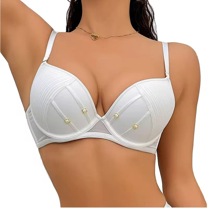 Pearl Bra Underwear Set Underwired Pushup Lingerie Set