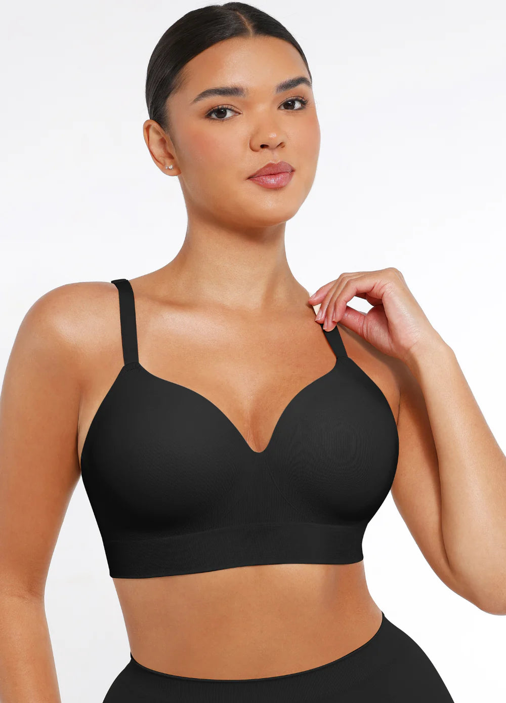 BLS Memory Foam Full Coverage Bra Saggy Breast Lift Up Bra black