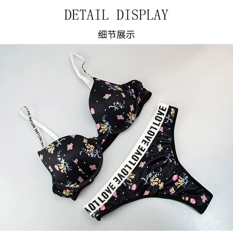 Floral T-Shirt Bra Thong Set