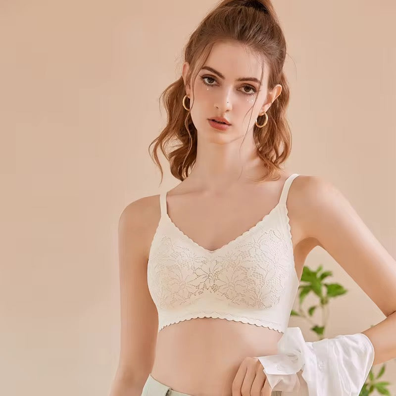 BLS Lace Ease Comfort Bra – Wireless Soft Cup with Back Hook Closure