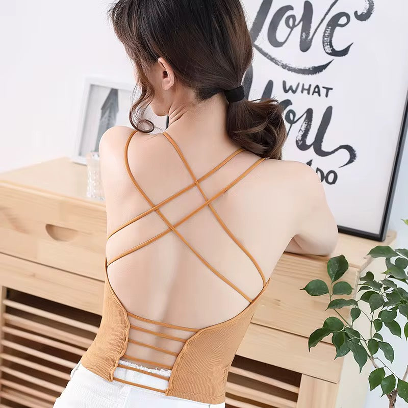 BLS Camisole Crop Top – Padded Tank Top with Chic Back Detailing