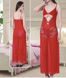 Red lingerie set displayed on a model with a neutral background