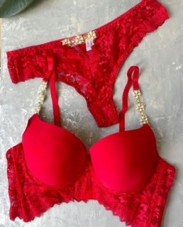 Fancy Diamond Strap Bra Panty Set