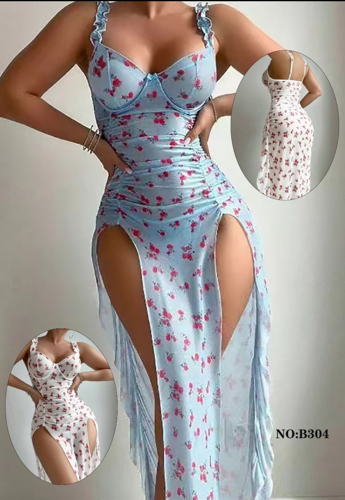 BLS Floral Body Suit: Side Cut Nighty Lingerie