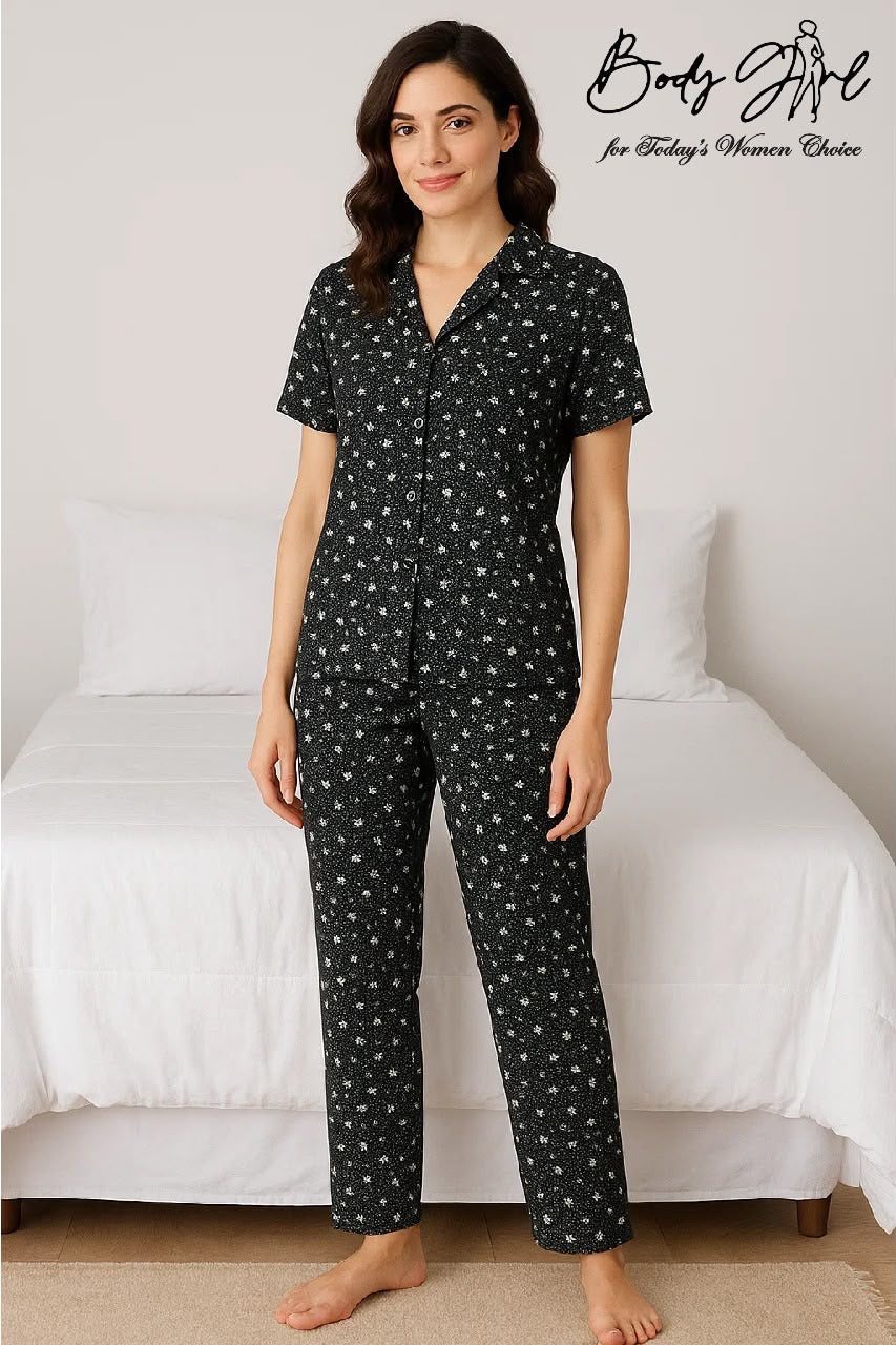 BLS Dotted Summer Lawn Night Suit