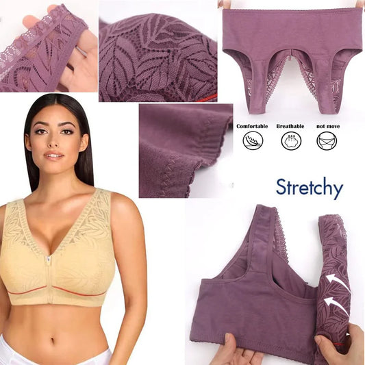Basic Lingerie Front Zip Wireless Bra – Breathable Everyday Support