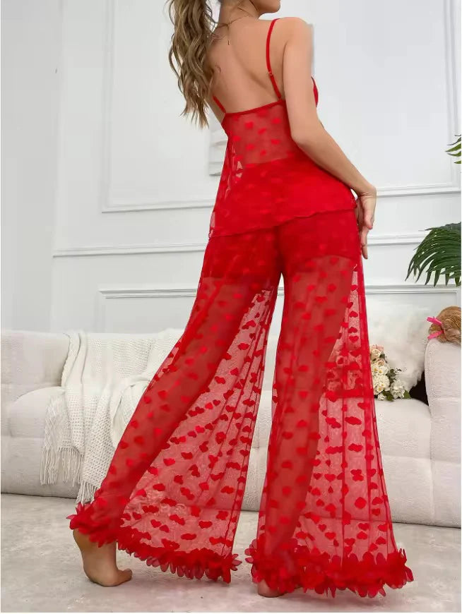 BLS Transparent Mesh Robe Lingerie Honeymoon Nighty