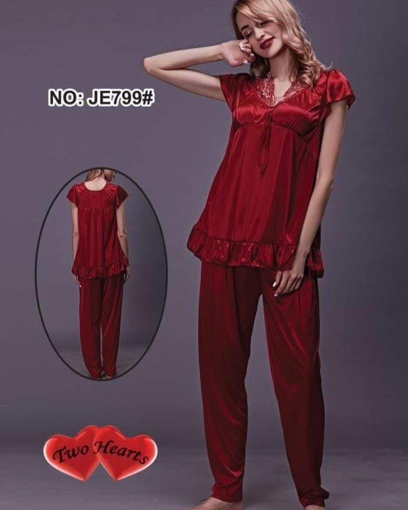 Two Hearts Soft Silk Loungewear PJ