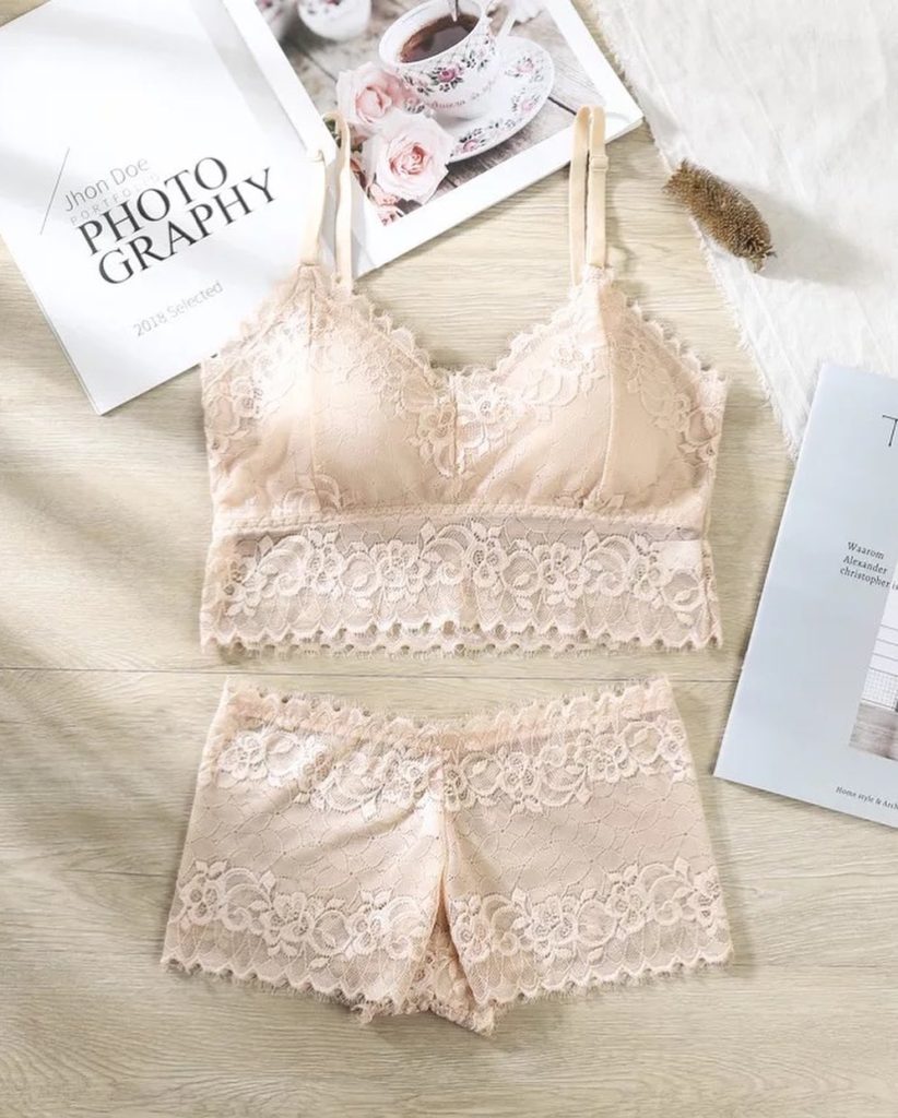 Mesh Bralette Bra Panty Set