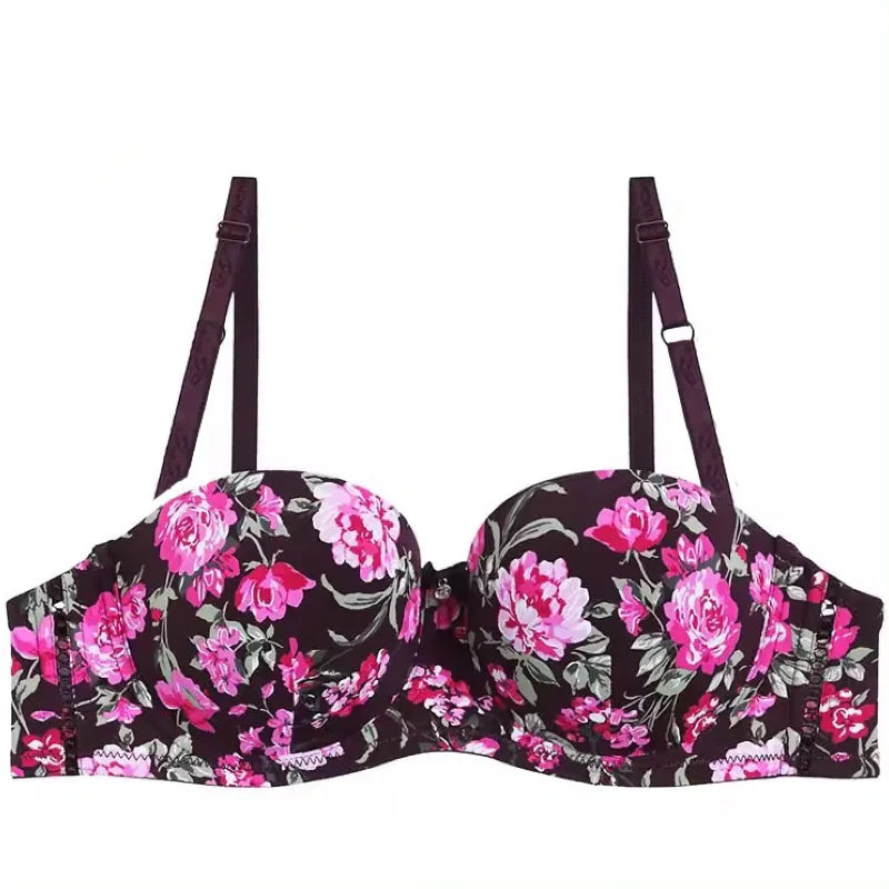 Bra With Printed Roses BLS T-Shirt Bra Floral Printed Wired Bra – Basic Lingerie Studio