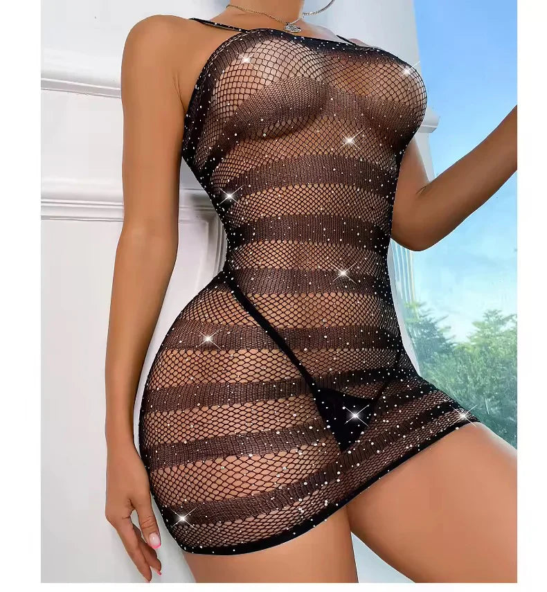 Intimate Shimmery Body Suit Stocking Plus Size Flexible