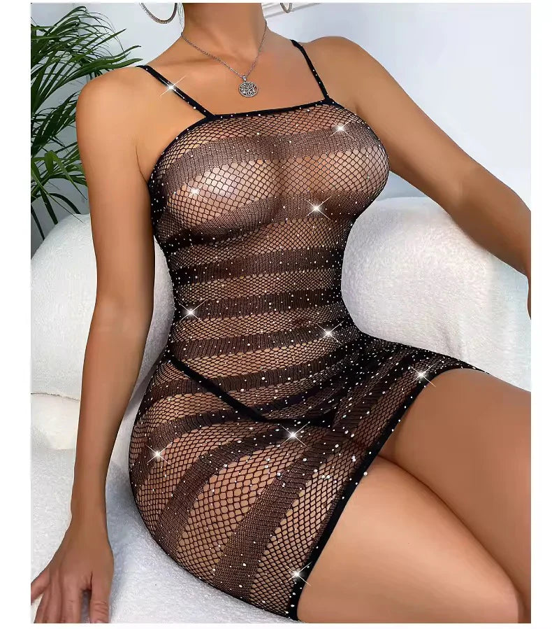 Intimate Shimmery Body Suit Stocking Plus Size Flexible