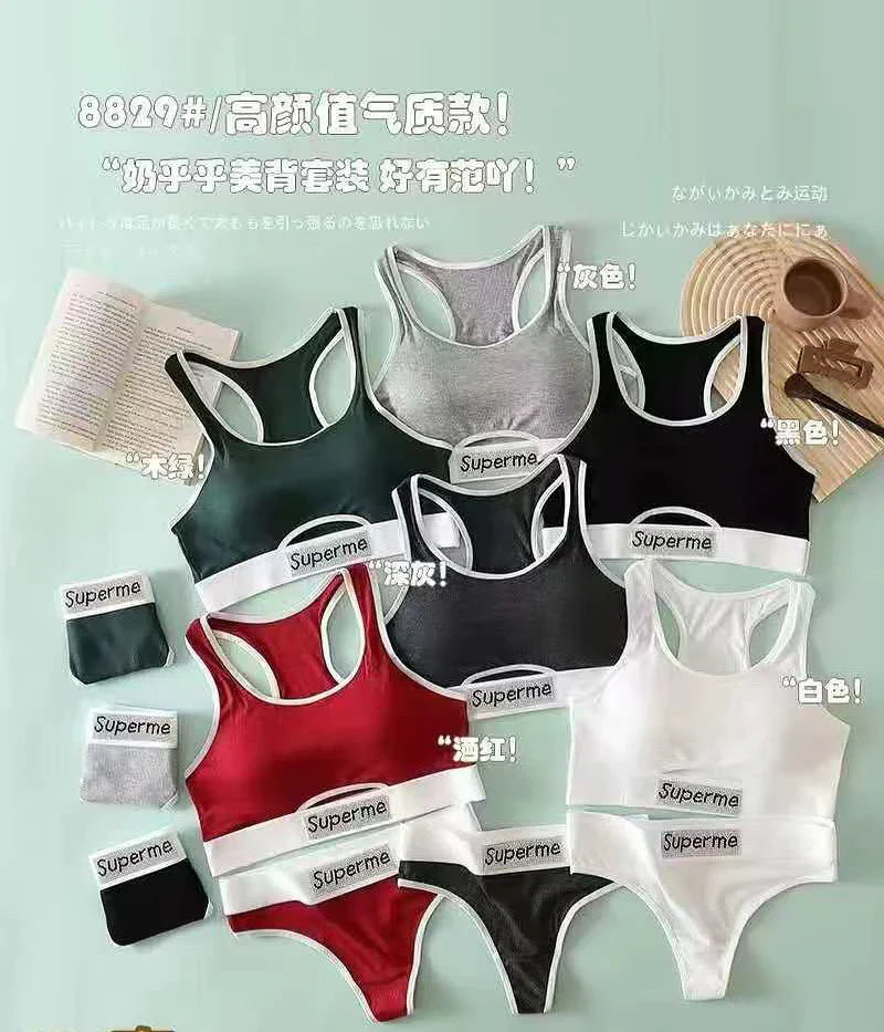 BLS Sports Bra Underwear Set Sweat Absorbent Gym Workout Lingerie
