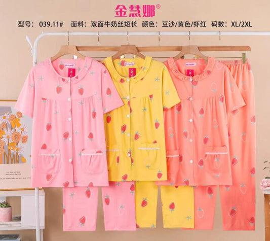 Strawberry Cotton Night Suit