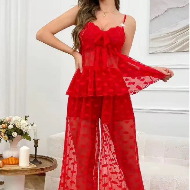 BLS Transparent Mesh Robe Lingerie Honeymoon Nighty