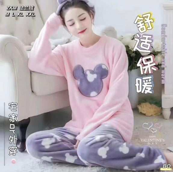 Rosy Fleece Winter Night Suit