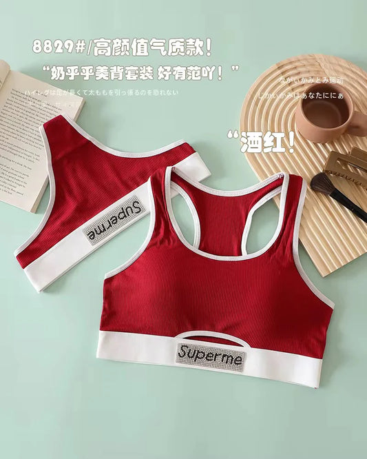 BLS Sports Bra Underwear Set Sweat Absorbent Gym Workout Lingerie