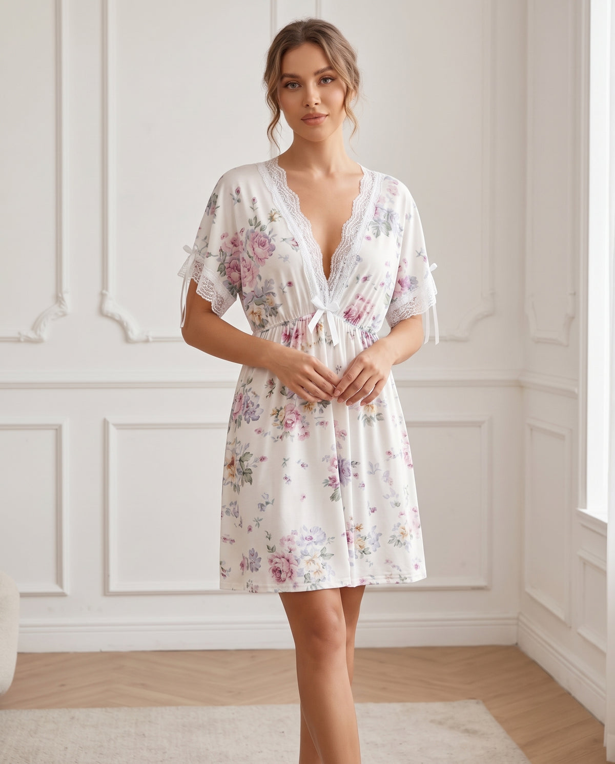 BLS V-Neck Satin Loungewear Lingerie
