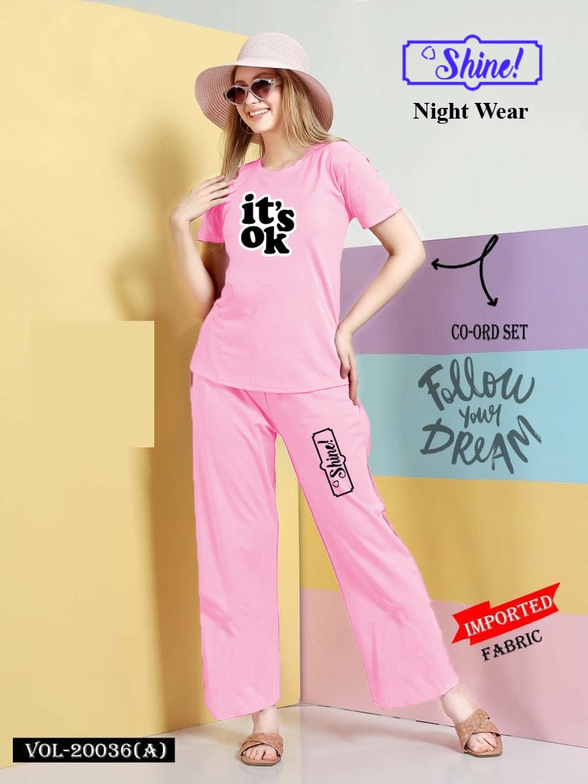 Co-Ord Set Cotton Cool Summer Night Dress Pajamas Suit for Girls