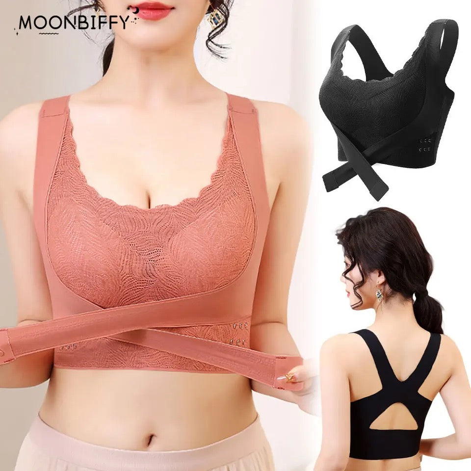 front open double hooks bra for saggy chest