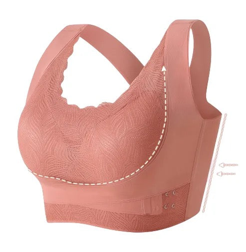 front open double hooks bra for saggy chest