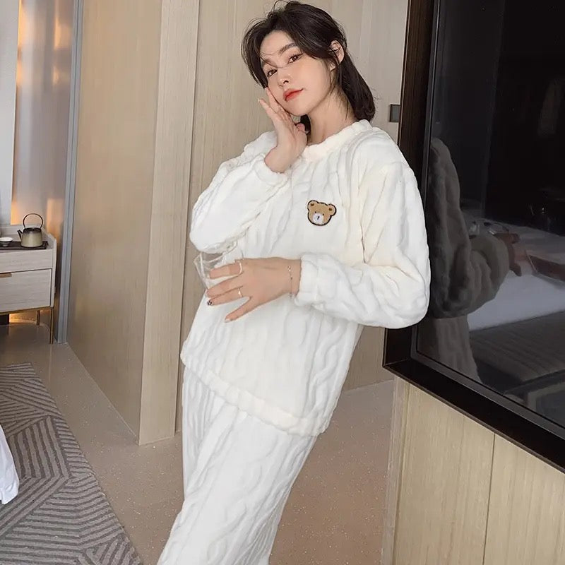 Basic White Bear Loungewear Night Suit