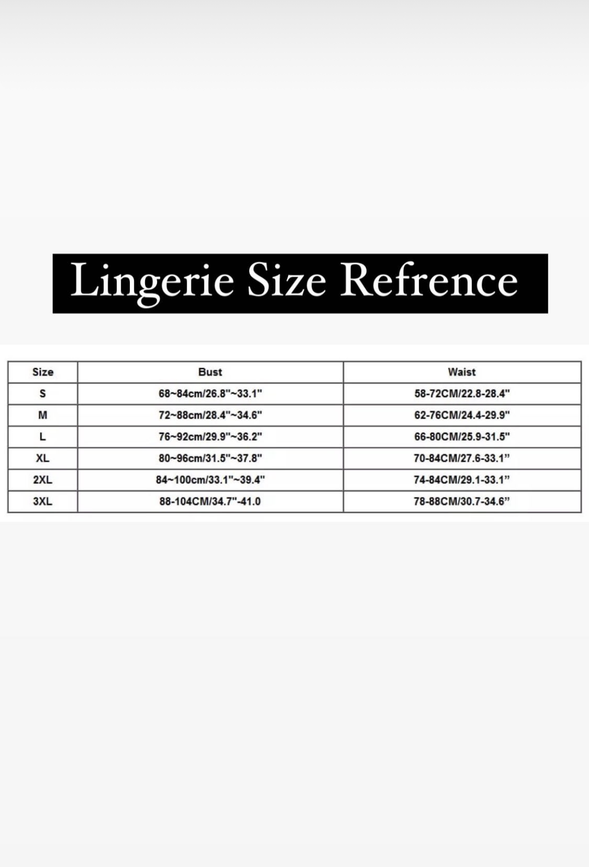 Lingerie Size Guide