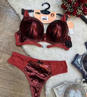 BLS Angel Aura Bridal: Metallic Pushup Bra & Thong Set