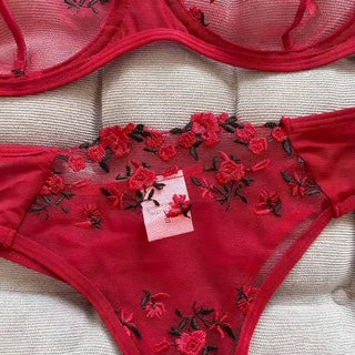 BLS "Royal-Allure" Bow Strap Lingerie Set – Floral Mesh Beauty