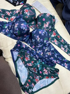 Basic Floral Single Pad Bra Panty Set